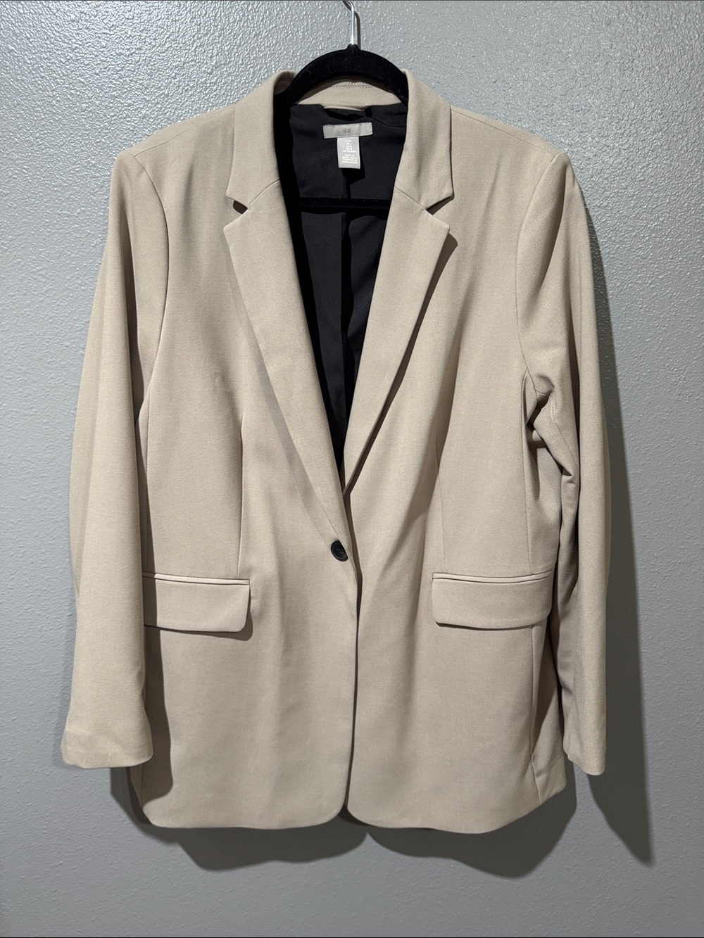 Womens Single-Button Tan Blazer Jacket